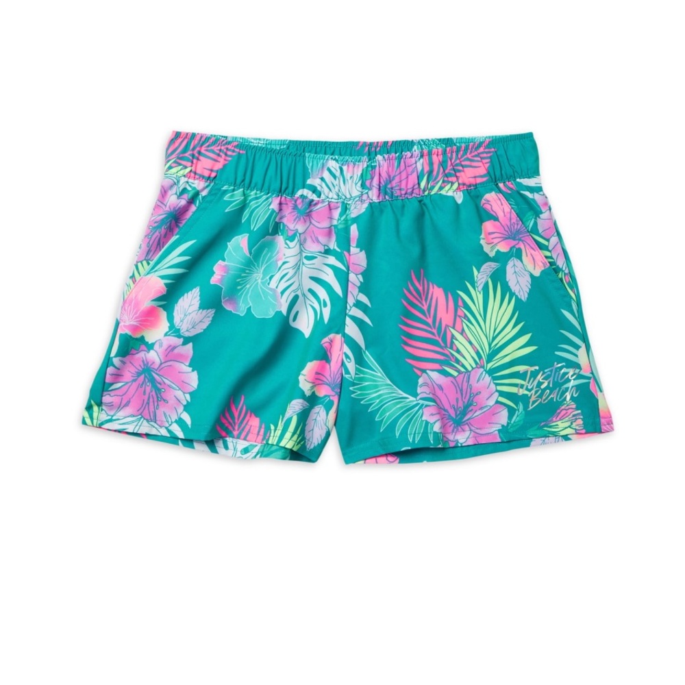 NWT Justice Girls Floral Print Board Shorts Swimswimsuit